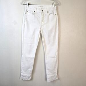 7 For All Mankind Gwenevere Jeans Women's 27 White The Ankle Skinny Eyelet Lace